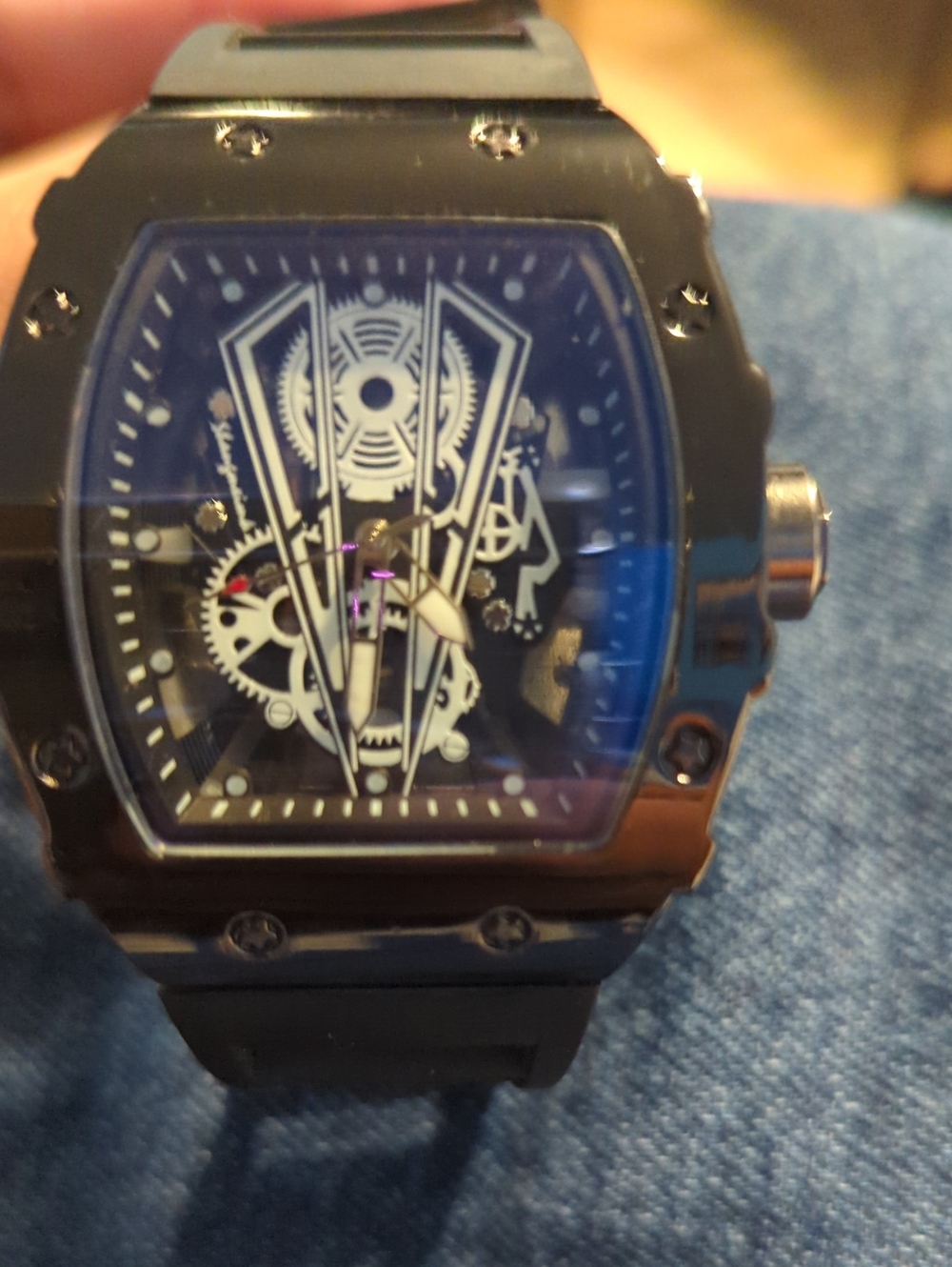 Black Skeleton Dial Men's Sport Watch - Black